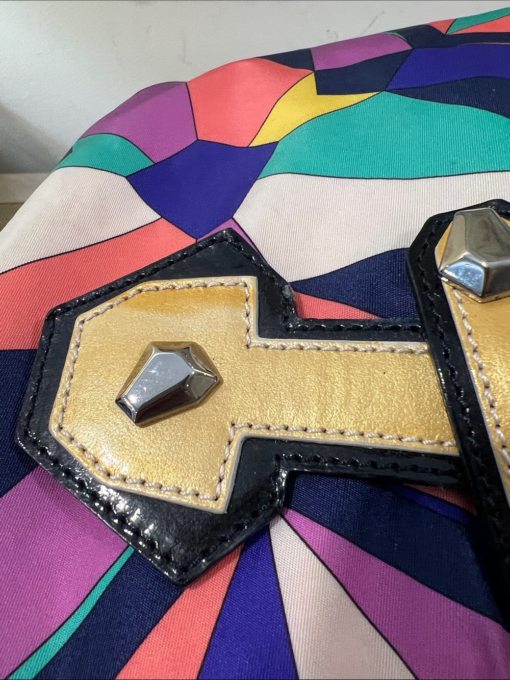 Emilio Pucci Multicolor Geometric Tote - Blue, Pink & Teal - Travel Bag - Picture 15 of 17